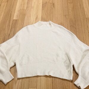 Banana Republic Merino Wool Cream Ribbed Mock-Neck Sweater Sz XS